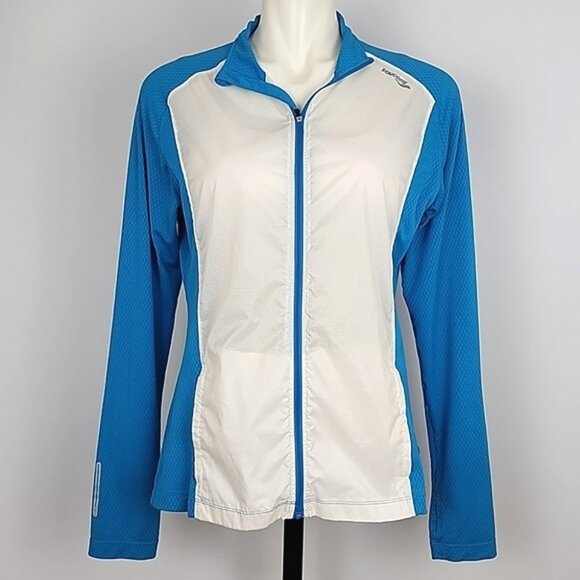 Saucony Jackets & Blazers - ⭐️3/ $30⭐️ Saucony Women's Activewear Lightweight Zip Up Jacket Blue White Sz XL